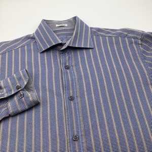 Bugatchi Shaped Fit‎ Mens Long Sleeve Button Up Shirt Blue Sz Medium